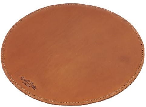 Gusti Mauspad Leder - Ketil Mousepad rund Unterlage rutschfest Gaming Braun Leder