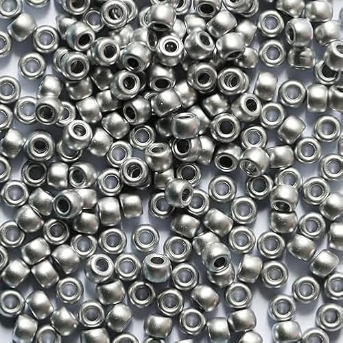 1000 Stück 6X9mm Bunte Perlen Zum Auffädeln Großes Loch Acryl Bastelperlen Silber Farbe Pony Beads für Halsketten Armbänder Schmuckherstellung (Silber)