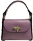 Modarno mini borsa in Vera pelle dollaro con chiusura a moschettone a forma di ape, borchie laterali, catena metallica rimovibile, manico in pelle (Lilla Scuro)