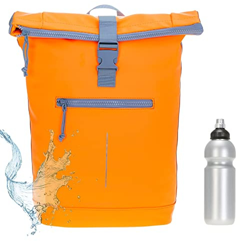 New Rebels Mart Time Bag Kurierrucksack Plane 51.1135 32 Signal Orange +f | Fahrradrucksack Rucksack wasserabweisend Laptopfach Sport Freizeit Fitness Reise Wertfach Roll-Top + Trinkflasche