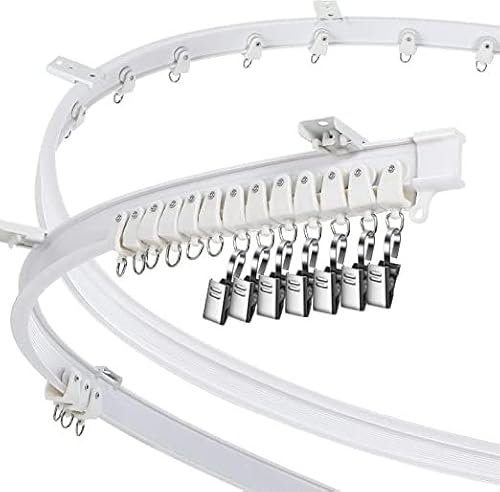 Deckenvorhangschiene Gebogene Gardinenschiene, Flexible Deckenschienensystem an der Decke installiert, Kunststoffclip Stahl Deckenschiene Raumteiler für Erkerfenster Doppelbett RV Vorhang (16,4)