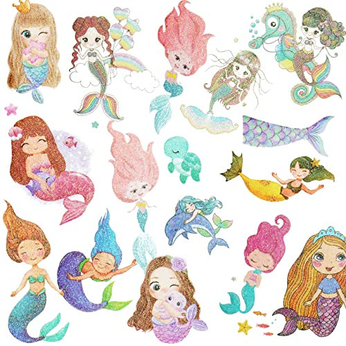 ACWOO Glitzer Tattoo Set Kinder Tattoo Kinder Mädchen, 80+ Temporäre Tattoos zum Aufkleben Kindertattoos Tatoos, Meerjungfrau Tattoo Kinder als Mitgebsel Kindergeburtstag, Kleine Geschenke für Kinder
