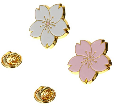 Operitacx 2 Pièces Broche De Style Broche Japonaise Broche De Poitrine Bijoux Fleur De Cerisier Broche De Mode Broche De Fixation Alliage De Zinc Broche Fleur Européen Et Américain