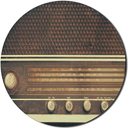 FJAUOQ Vintage-Mauspad für Computer, Antik-Retro-Stil der 60er Jahre, Radio-Musik-Player, Lautsprecher, Tasten, Bild, rundes, rutschfestes, Dickes, modernes Gaming-Mauspad aus Gummi, 20,3 cm rund