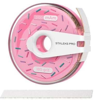 STALEKS PRO BOBBINAIL Dona con recambio desechable para lima blanca Papmam Expert ATC Donut dispensador de lima 6mts (Donuts Grano 180)