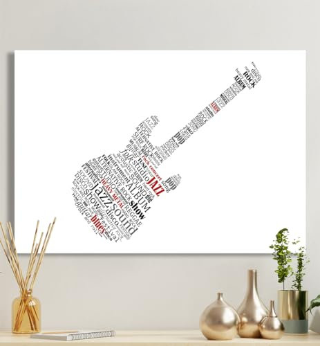 MyMaxxi - Premium Leinwandbild auf Keilrahmen Gitarre Wandbild Design Wand Dekoration, Bild schwarz rot Leinwand - E-Gitarre, Groesse_leinwand:80x120 cm