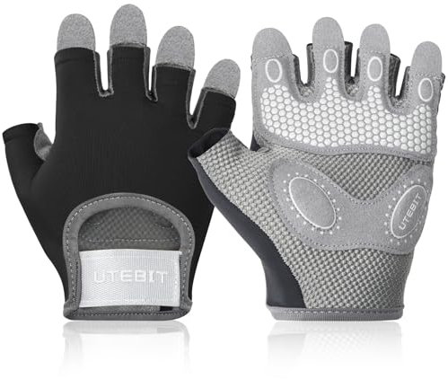 UTEBIT Atmungsaktiv Handschuhe Fitness,Fahrradhandschuhe Sommer,Mit rutschfestem Silikonkissen für Gym Übung, Bodybuilding,Krafttraining für Damen und Herren