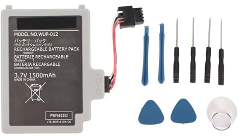 Batterie de Remplacement pour Manette de Jeu Wii U, Batterie Rechargeable 3.7V 1500mAh pour WUP-010, WUP-012, avec Accessoires D'outils