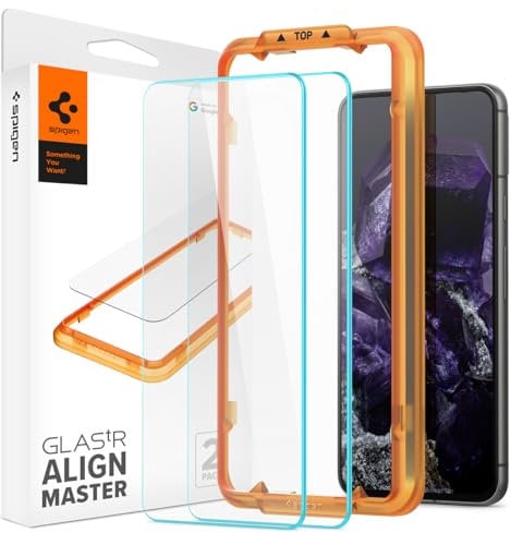 Spigen AlignMaster Schutzfolie kompatibel mit Google Pixel 8, 2 Stück, Kratzfest, 9H Härte Folie