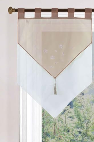 Gardinenbox Scheibengardine HxB 90x60 cm Taupe »GERA« Zweilagig Voile Schlaufen Scheibenhänger Panneaux, 2023710