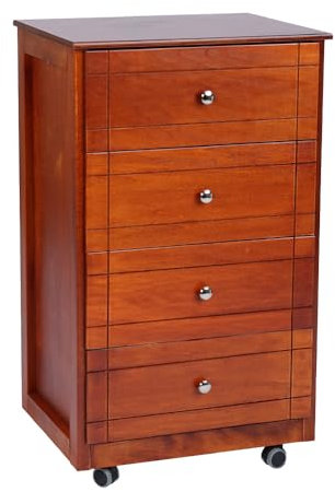 Carrello da cucina Cassettiera con ruote e piano in legno Giada (Ciliegio)