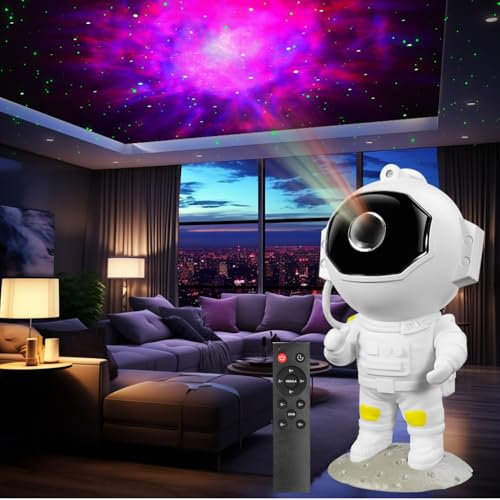 Everkeen LED Astronaut Sternenhimmel Projektor Galaxy Projektor Nachtlicht mit Fernbedienung und Timer Sternenprojektor Schlafzimmer Deckenprojektion Lampe Geschenke für Kinder und Erwachsene