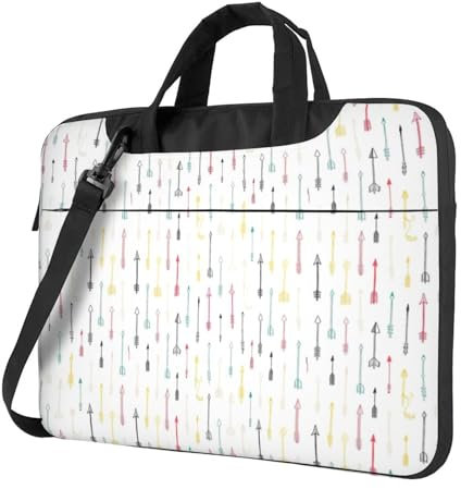 Bunte handgezeichnete Kunst mit Boho-Stil Pfeilen Druck Laptop Computer Schultertasche Tragetasche Messenger Bag für Tablet, Schwarz, 13 inch