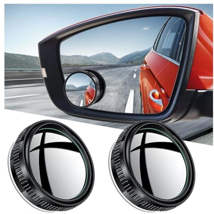 Adunsiaoto 2 Stück Auto Blind Spot Spiegel, Weitwinkel Seitenspiegel HD Konvexe Spiegel, 360 Grad Einstellbar Rückspiegel, Zusätzliche Rückspiegel Fahrzeugen(Schwarz)