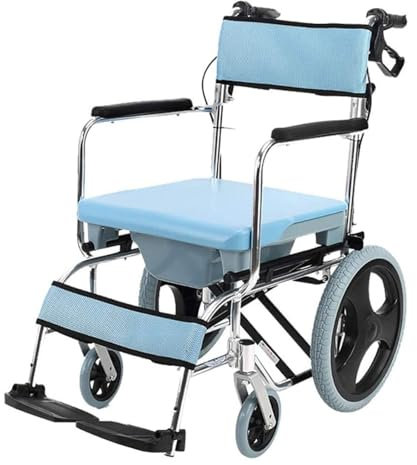 LIBRACTA Duschrollstuhl Fahrbarer Toilettenrollstuhl, Faltbar Dusch- Toilettenstuhl Mit Rollen Gepolsterter Sitz/Rückenlehne Belastbarkeit Bis 150 Kg