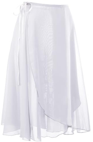 zffriction Gonnelino a Portafoglio da Balletto da Donna in Chiffon Lacci in Vita Regolabili Gonna da Balletto per Ragazza e Donna (IT, Testo, Taglia Unica, Regular, Regular, Bianco)