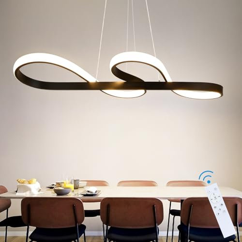 ZMH LED Pendelleuchte Esstisch Dimmbar Hängelampe - Hängeleuchte Schwarz 47W Esszimmerlampe Modern Design Esstischlampe mit Fernbedienung Pendellampe für Esszimmer Küche Arbeitszimmer Wohnzimmer