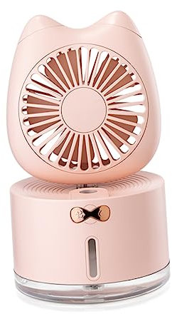 WHAMVOX Ventilador Usb Mini Cat Luz Colorida y Humidificador Para Oficina Hogar y Exterior Diseño Portátil y Ligero Rosa