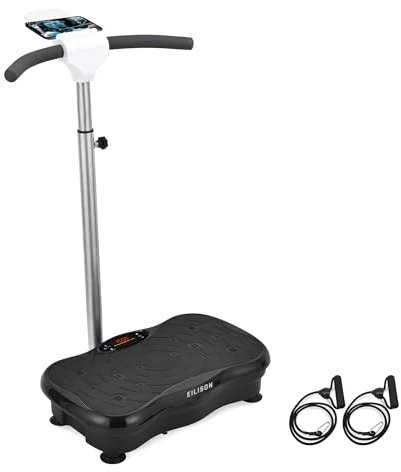 EILISON FIRMHOLD Handle Vibration Plate Exercise Machine for Lymphatic Drainage- Full Body Workout Vibration Platform for Weight Loss, 350lbs Vibration Plate for Beginners & Recovery (Handle Black)