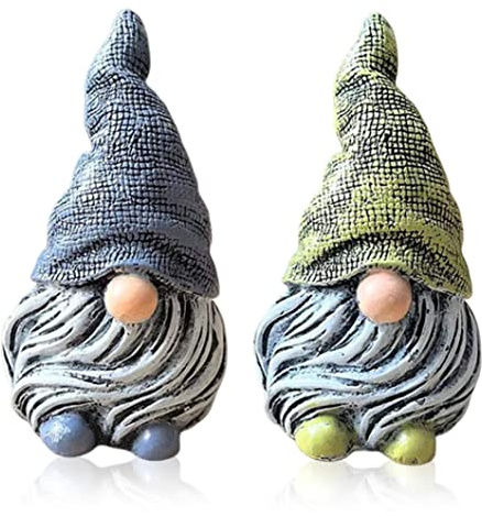 Garden Gnome Ornament Resin Gnome Figurine Garden Gnomes Statue Waterproof Garden Gonk for Outdoor Yard Decor 2PCS Green Blue Home Household Use