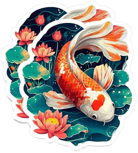 Koi-Fisch-Magnet, 10,2 cm, 2 Stück, starke Vinyl-Magnete für Kühlschrank, Spind, Küche, Büro, niedlich, lustig, ästhetisch, cool, langlebig und langlebig, Souvenir ID44999