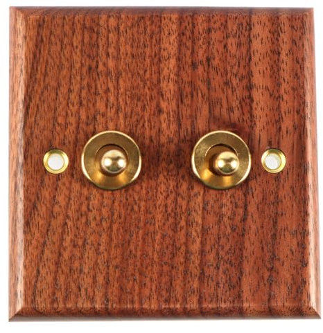Tiardey Interruptor de luz de Madera Maciza, Placa de Interruptor de Palanca de latón, Paneles Decorativos Vintage para el hogar