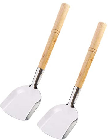 Cabilock 2 Piezas De Espátula Utensilios De Cocina Asiáticos Olla Caliente Cocina Wok De Plata Pala De Cocina Utensilios De Cocina Antiadherentes De Acero Inoxidable Cortador De Alambre De