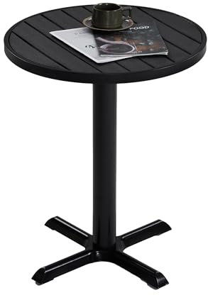 Mingone 60cm Outdoor-Beistelltisch aus Kunststoffholz, Rundtisch Ø60×60cm - Wetterfest & Kratzfest, max. 100kg Traglast, für Balkon/Terrasse/Garten (Schwarz)