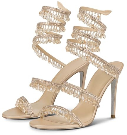 Fuazuzu Women's D-orsayHeeled Sandal | Open Round Toe Lace Up Heeled Sandals for Wedding Prom Party Dress