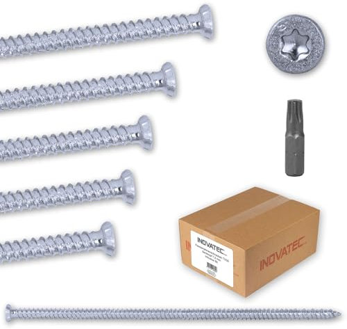 100 x INOVATEC Fensterrahmenschrauben TX30 Senkkopf 7,5 x 152 mm inkl. Bit