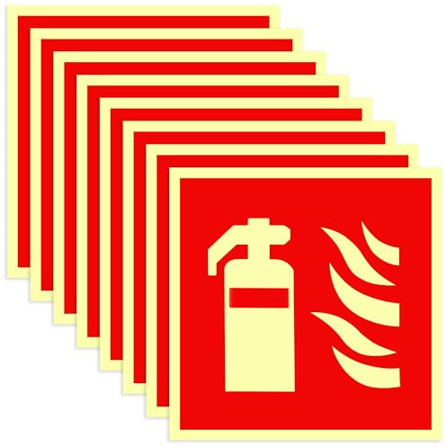 8 Pezzi Cartello Estintore, Estintore PVC Adesivo Resistente, Cartelli Segnaletici di Sicurezza per Esterni e Interni, 15 x 15 cm