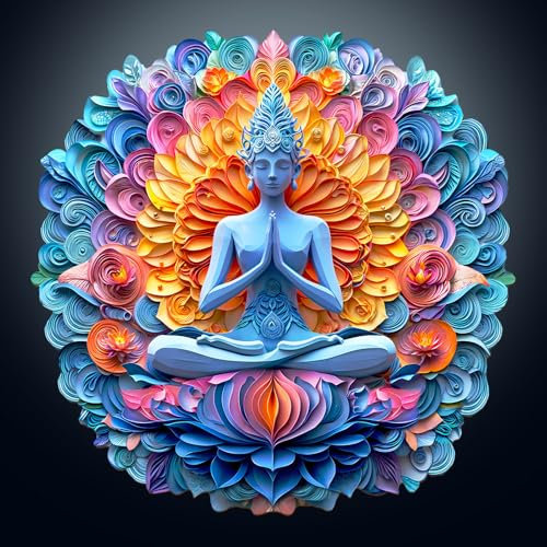 Holzpuzzle Erwachsene, Yoga und Mandala Holzpuzzle, Unregelmäßige Einzigartige Form Puzzleteile, Geschenkverpackung, Geburtstagsgeschenk für Erwachsene und Kinder(L-34 * 34cm-275 Stück)