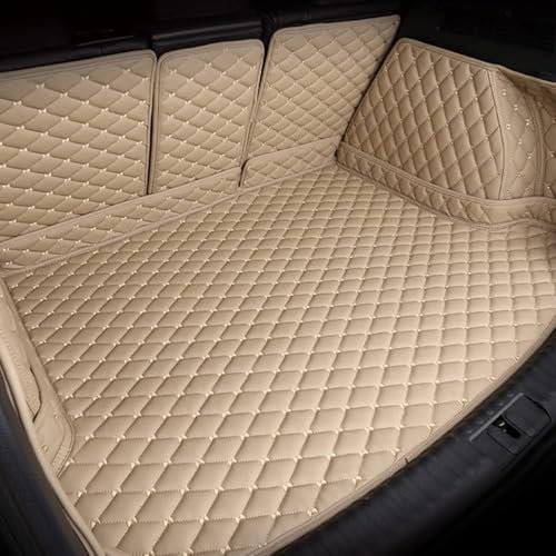 WBWBB Auto Leder Kofferraummatten für Audi A4 B9 Avant/Kombi 2015-2023, Antirutsch wasserdichte Voll Umgeben Rear Kofferraum Schutzmatte Kofferraummatte,All-Beige