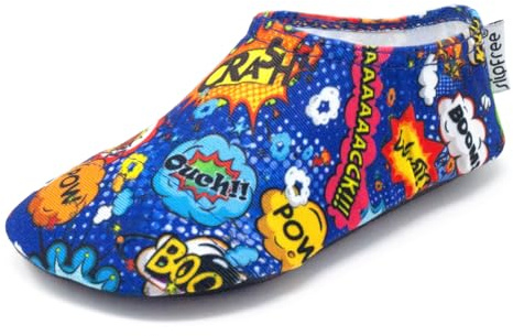 Slipfree Non-Slip Shoes for Girls and Boys. Light, Soft and Comfortable, Unisex Kids Beach Water Shoes with Protective Sole, Ideal for Holiday, Sports and Home. Superhero, Age 18-36 Months