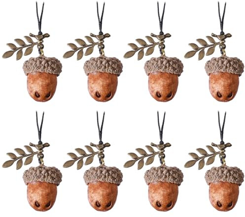 CHGCRAFT 8 Stück Echte Eichel-Halskette mit gewachstem Faden Eichel-Anhänger-Halskette mit Blatt und Vogel für DIY-Ohrring-Halskette-Armband-Schmuck-Crafts Making