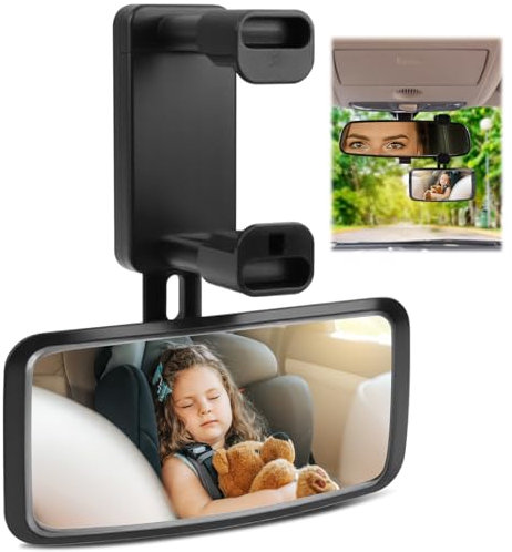 Retroviseur Voiture Bébé, Miroir Bébé Orienté Vers L'avant Avec Pince à Ressort, Rotation à 360°, Vue Large, Ajustable Pour Les Bébés Assis Sur Le Siège Arrière