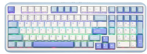 EPOMAKER TH99 Wireless Mechanical Keyboard, Quiet Gaming Keyboard, 8000mAh, Creamy Gasket, RGB Backlit, Numpad, PBT Keycap, Lubed Silent Switch, Hot Swappable, for Gamer/Office (White)