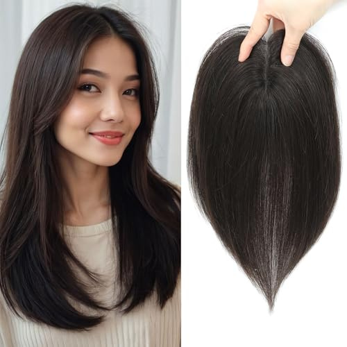 Haar Topper für Frauen aus Echthumanhaar, Upgrade Schweizer Basis, Handgestrickt und Unsichtbar, 10-Zoll-Haar Topper für Frauen (2#)
