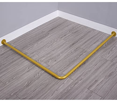 Tringle à rideau de douche en forme de L pour vestiaire - Étagère d'angle en forme de L - Tringle à rideau de douche dorée (taille : 80 x 100 cm)