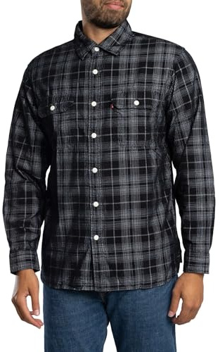 Levi's Men's Jackson Worker Shirt, Huxley Plaid Jet Black, XL