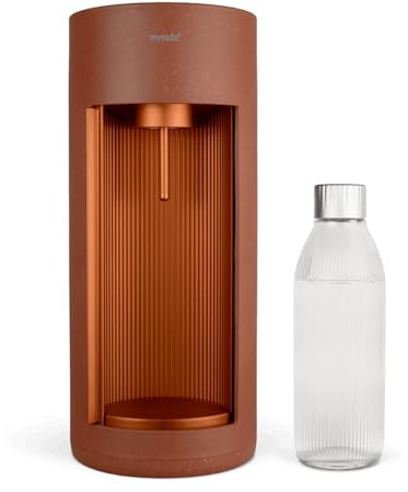 Mysoda: Glassy Wassersprudler - Terracotta | aus Holzkomposit und Aluminium mit 1L Glasflasche (ohne C02-Zylinder)