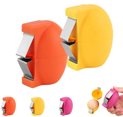 2026 New Egg Shell Opener, Stainless Steel Egg Cracker Tool, Multifunctional Eggs Separator for Raw and Hard Boiled Eggs Peeler Shell Remover, Kitchen Gadget (Orange+Gelb)