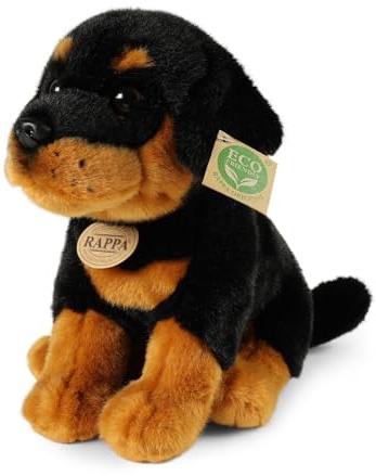 Teddys Rothenburg Kuscheltier Rottweiler schwarz/braun 30 cm sitzend Plüschhund