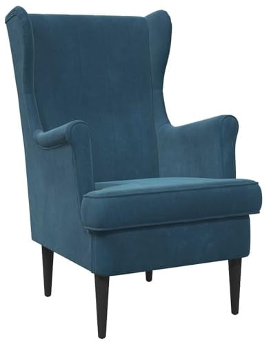 vidaXL Sessel Blau Samt, Stylischer Sessel fürs Schlafzimmer, modernes Velours, Bequeme Sitzgelegenheit, eleganter Wohnraum-Deko