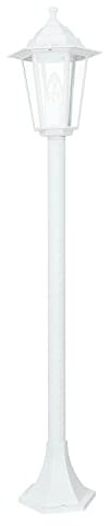 Licht-Erlebnisse Stehleuchte Außen Aluminium Glas Weiß IP44 Garten H:105 cm E27 Laterne Rustikal nostalgische Wegeleuchte Outdoor PARIS