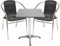 Mojawo® Bistrogarnitur 3-teilig Bistrotisch Aluminium eckig 60x60cm H70cm / 110 cm höhenverstellbar + 2 Stapelstühle Aluminium/Rattan Schwarz