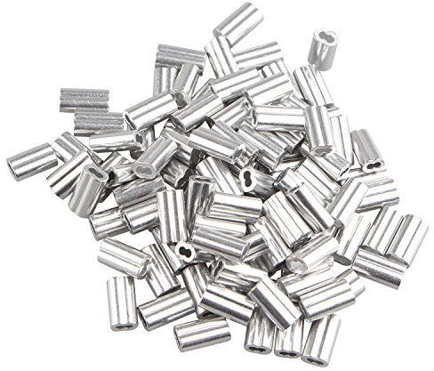Futheda 100 PCS 1,2 mm Kabel Draht Seil Aluminium Ärmel Clips Crimpen Schlaufen silber Ton mit doppeltem Löcher