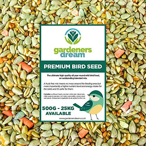 GardenersDream Premium Wild Bird Food | No Mess Garden Birds Feed Mix | Contains Berry Suet Pellets and Sunflower Hearts and Kibbled Peanuts | Enhanced Seed Mixture | High Energy Balanced Recipe (5KG)