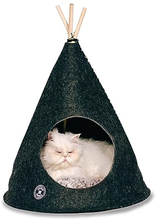 Danish Design Grey Soft Felt Natural One Size Small Dog/Cat Bed Teepee 55x55x64cm