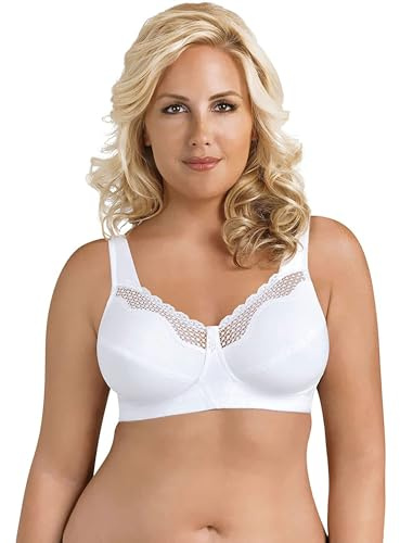 EXQUISITE FORM Fully Damen BH - Soft Cup Baumwoll-BH mit Spitze BH ohne Bügel Bügelloser BH Große Größen BH Weiß Größe 105G